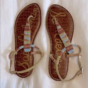 Sam Edelman beaded T strap style sandals